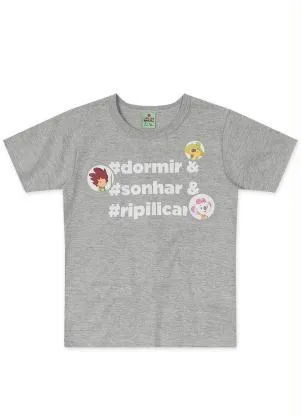 Lilica Ripilica - Pijama Curto Malha Menina Mundo Ripilica Cinza - LILICA RIPILICA