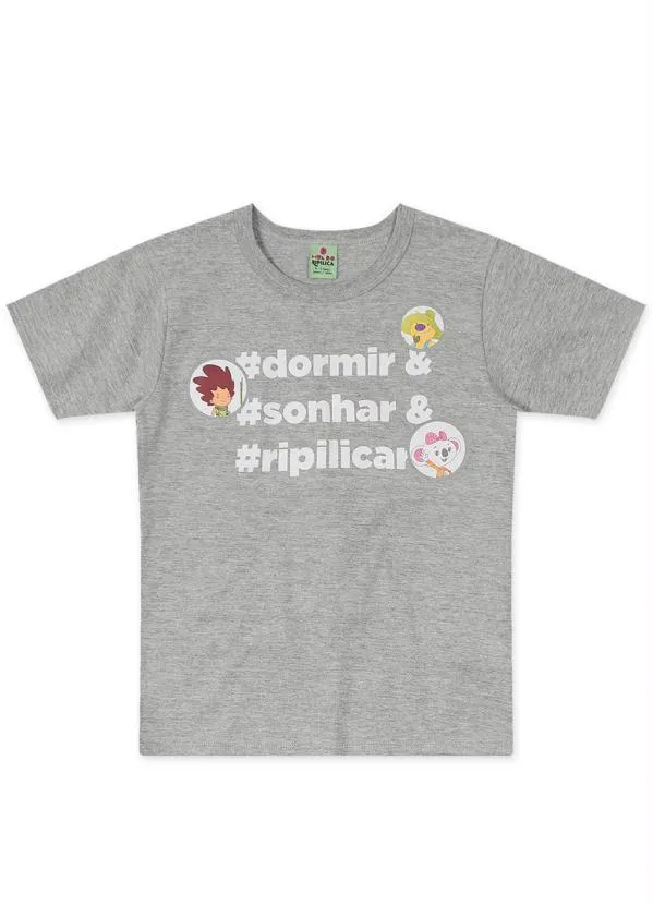 Lilica Ripilica - Pijama Curto Malha Menina Mundo Ripilica Cinza 2