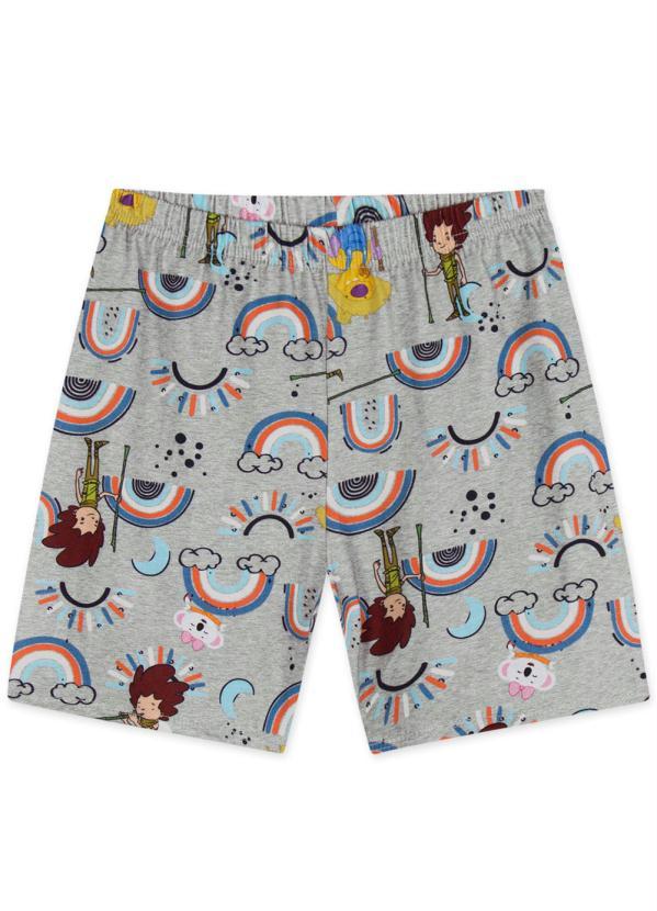 Lilica Ripilica - Pijama Curto Malha Menina Mundo Ripilica Cinza 5