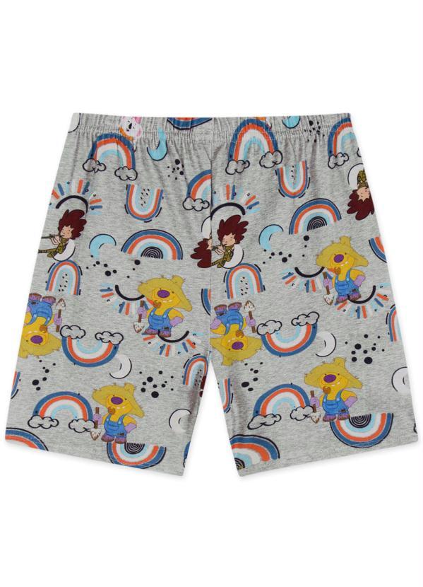 Lilica Ripilica - Pijama Curto Malha Menina Mundo Ripilica Cinza 6