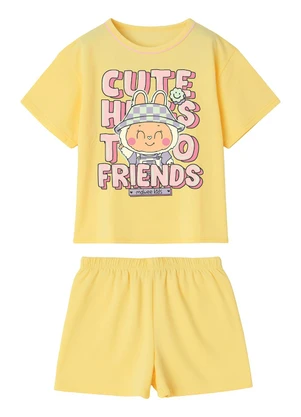 Malwee Kids - Pijama Cute Hugs Friends Amarelo Claro - MALWEE KIDS