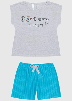Malwee Kids - Pijama Donut Worry Menina Cinza Claro - MALWEE KIDS