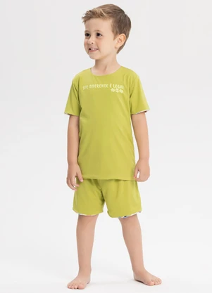 Alakazoo - Pijama Dupla Face com Shorts e Camiseta Verde - ALAKAZOO