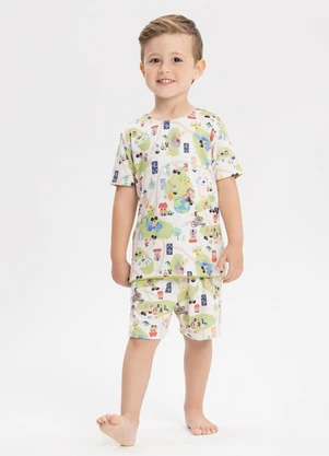 Alakazoo - Pijama Dupla Face com Shorts e Camiseta Verde - ALAKAZOO