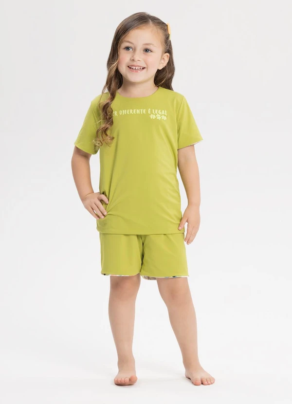 Alakazoo - Pijama Dupla Face com Shorts e Camiseta Verde 3