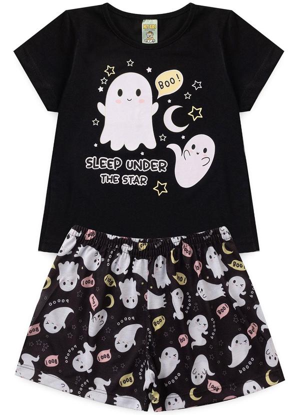 Atelie da Crianca - Pijama Feminino Verão Boo Preto