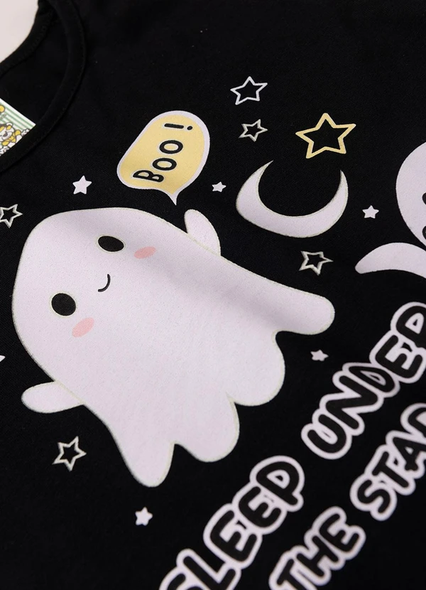 Atelie da Crianca - Pijama Feminino Verão Boo Preto 5