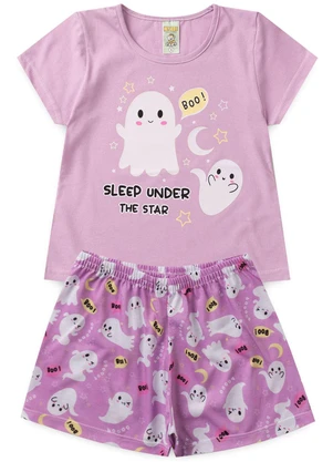 Atelie da Crianca - Pijama Feminino Verão Boo Roxo - ATELIE DA CRIANCA