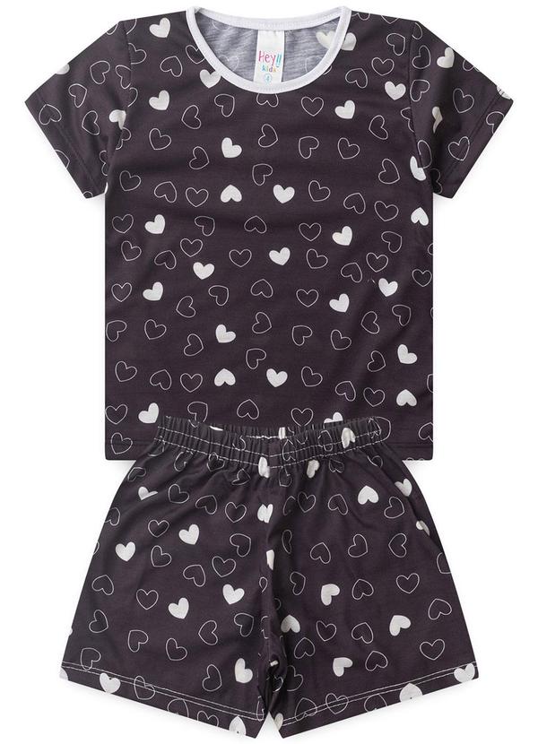 Atelie da Crianca - Pijama Feminino Verão Coração Preto
