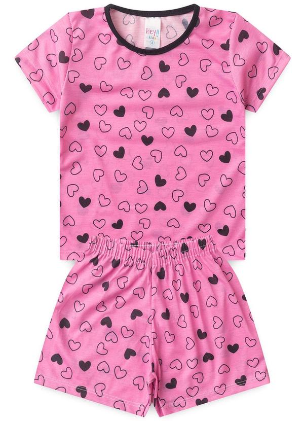 Atelie da Crianca - Pijama Feminino Verão Coração Rosa