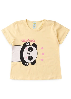 Atelie da Crianca - Pijama Feminino Verão Cute Panda Amarelo - ATELIE DA CRIANCA