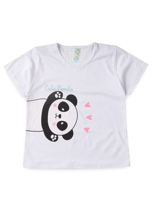 Atelie da Crianca - Pijama Feminino Verão Cute Panda Branco - ATELIE DA CRIANCA