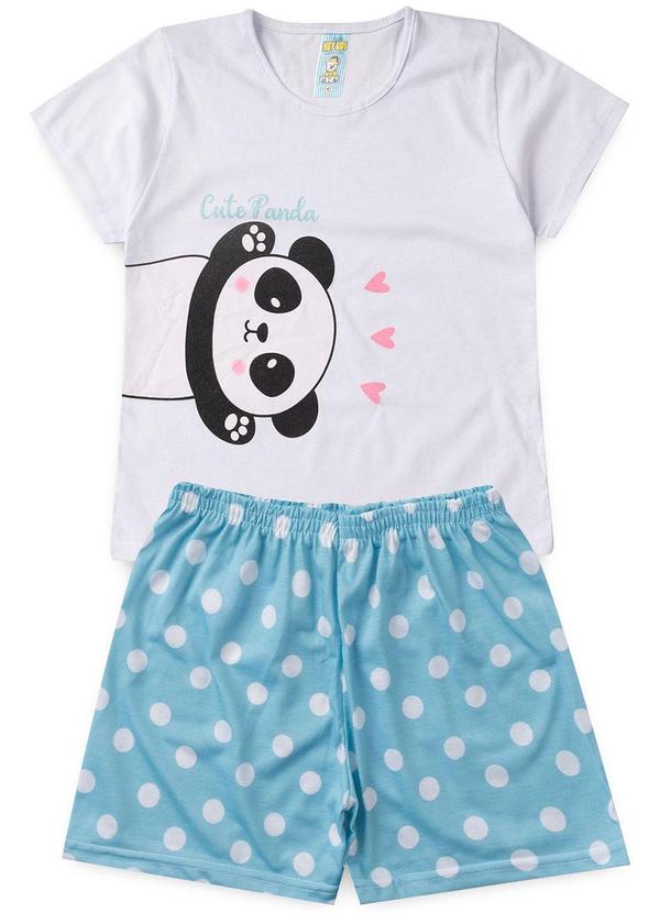 Atelie da Crianca - Pijama Feminino Verão Cute Panda Branco