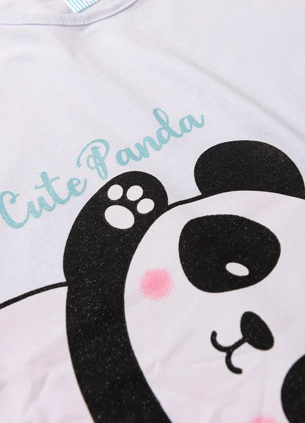 Atelie da Crianca - Pijama Feminino Verão Cute Panda Branco 4