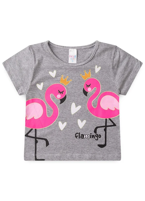 Atelie da Crianca - Pijama Feminino Verão Flamingo Cinza 2