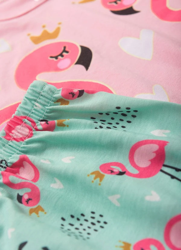 Atelie da Crianca - Pijama Feminino Verão Flamingo Rosa 4