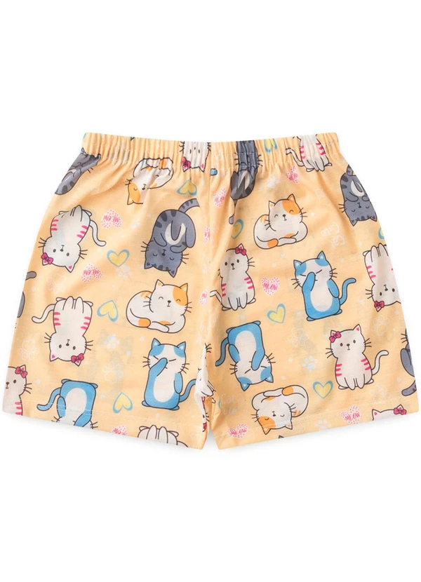 Atelie da Crianca - Pijama Feminino Verão Gatinho Amarelo 3