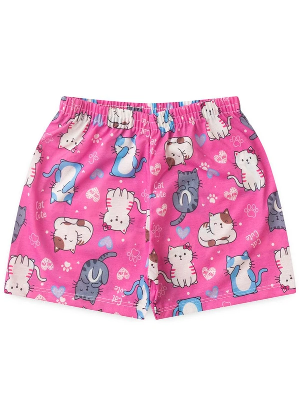 Atelie da Crianca - Pijama Feminino Verão Gatinho Rosa 3