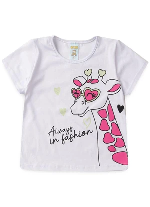 Atelie da Crianca - Pijama Feminino Verão Girafa Branco - ATELIE DA CRIANCA