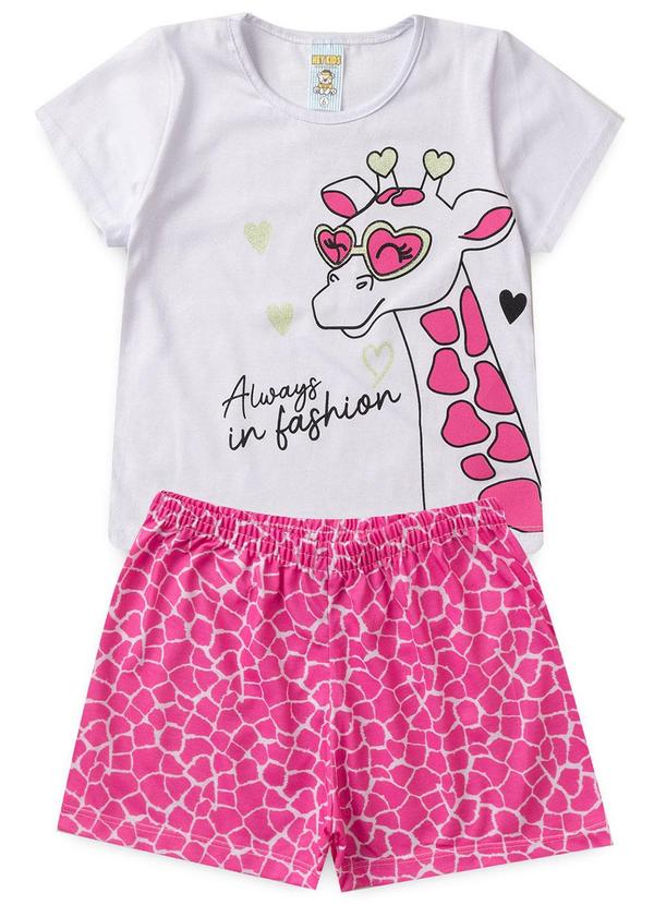 Atelie da Crianca - Pijama Feminino Verão Girafa Branco