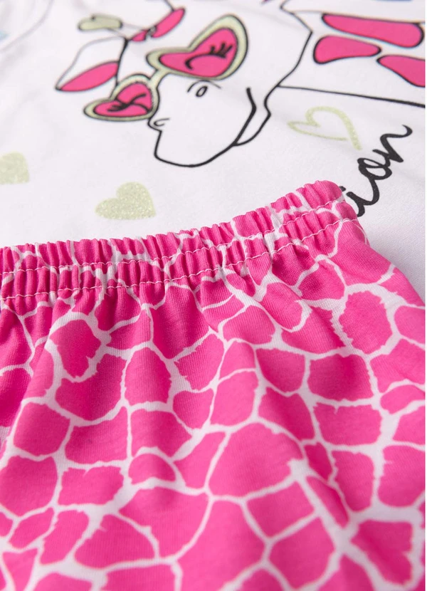 Atelie da Crianca - Pijama Feminino Verão Girafa Branco 5