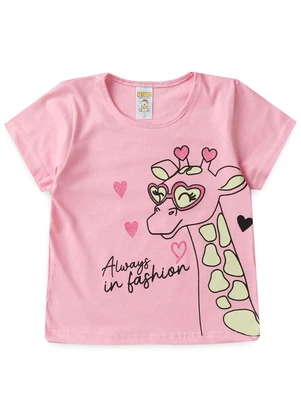 Atelie da Crianca - Pijama Feminino Verão Girafa Rosa - ATELIE DA CRIANCA