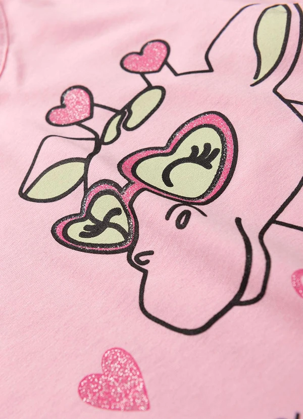 Atelie da Crianca - Pijama Feminino Verão Girafa Rosa 5