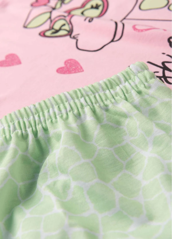 Atelie da Crianca - Pijama Feminino Verão Girafa Rosa 6