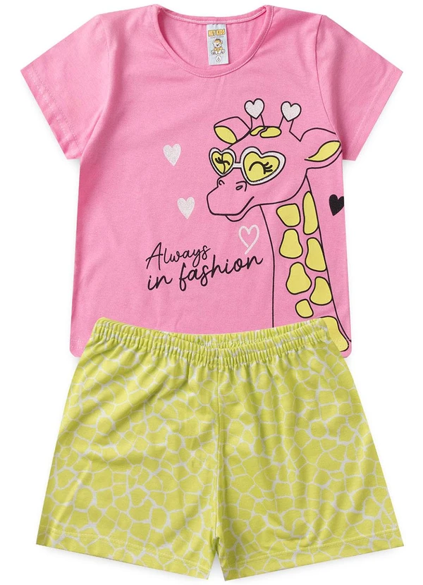 Atelie da Crianca - Pijama Feminino Verão Girafa Roxo