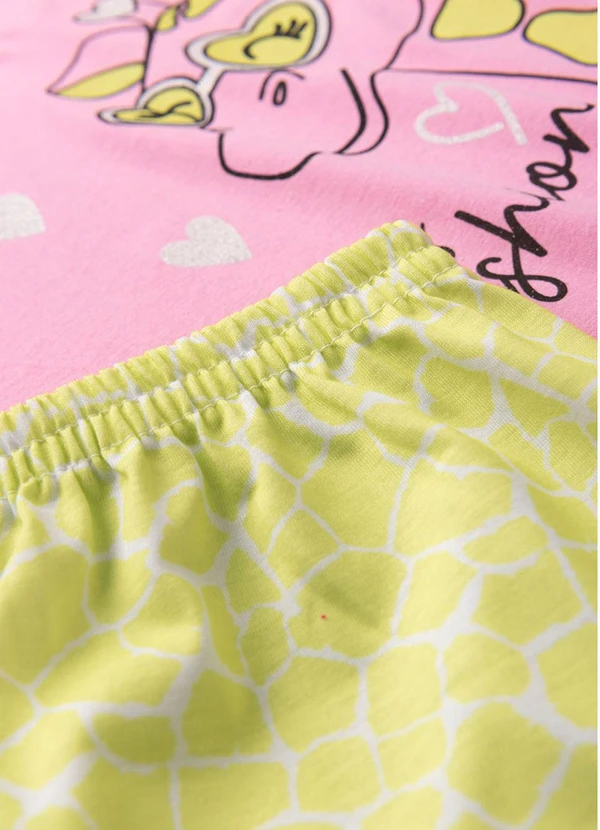 Atelie da Crianca - Pijama Feminino Verão Girafa Roxo 4