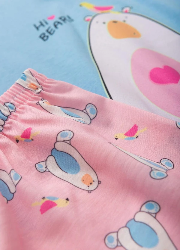 Atelie da Crianca - Pijama Feminino Verão Hi Bear Azul 4