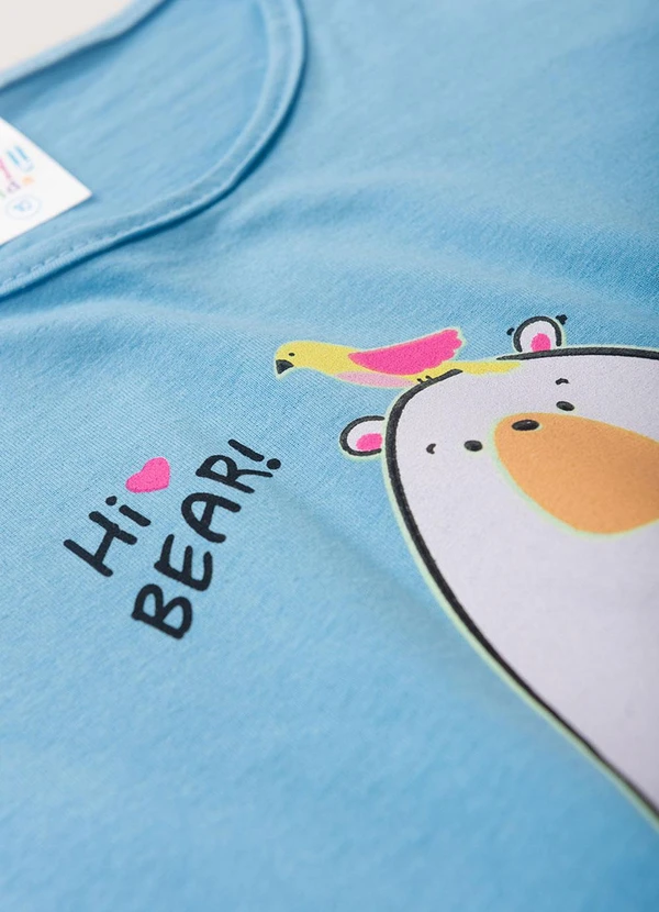 Atelie da Crianca - Pijama Feminino Verão Hi Bear Azul 5