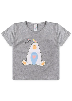 Atelie da Crianca - Pijama Feminino Verão Hi Bear Cinza - ATELIE DA CRIANCA
