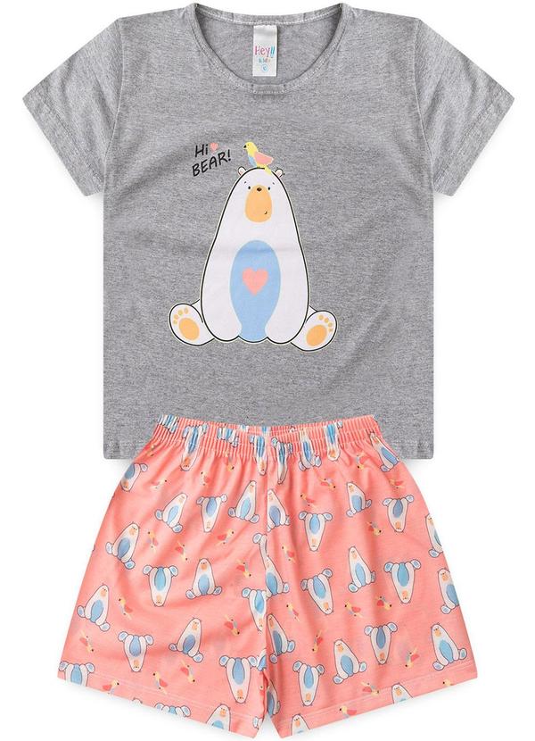 Atelie da Crianca - Pijama Feminino Verão Hi Bear Cinza