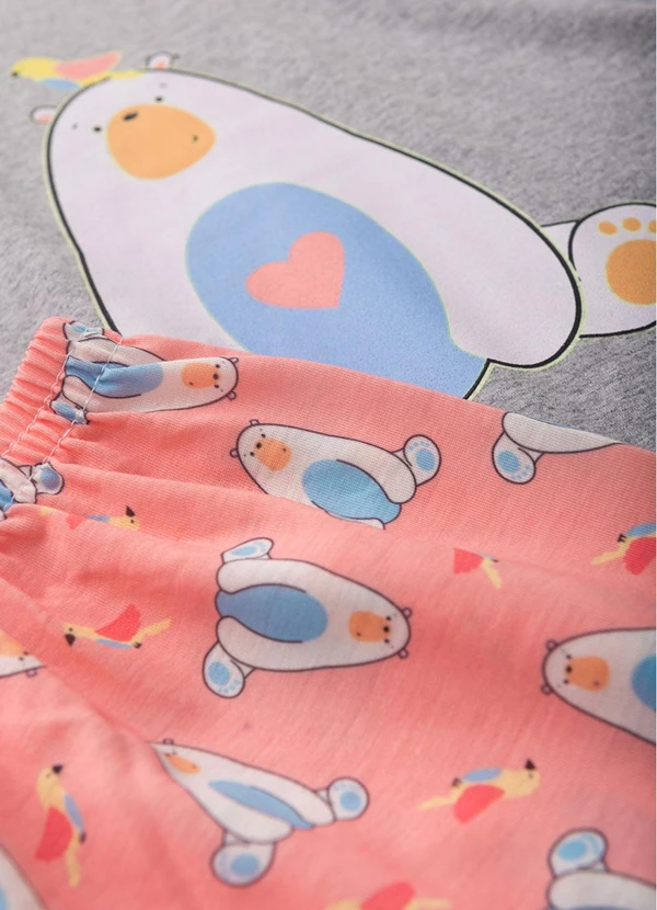 Atelie da Crianca - Pijama Feminino Verão Hi Bear Cinza 4