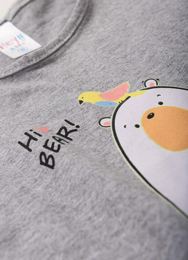 Atelie da Crianca - Pijama Feminino Verão Hi Bear Cinza 5