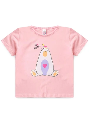 Atelie da Crianca - Pijama Feminino Verão Hi Bear Rosa - ATELIE DA CRIANCA