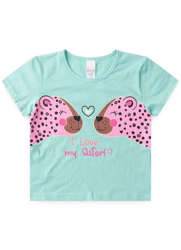 Atelie da Crianca - Pijama Feminino Verão I Love My Sister Azul 2