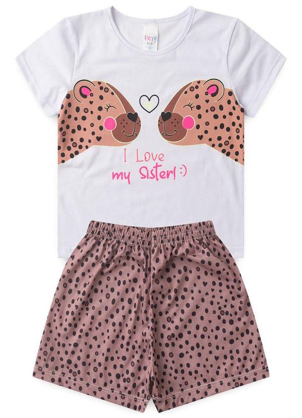 Atelie da Crianca - Pijama Feminino Verão I Love My Sister Branco