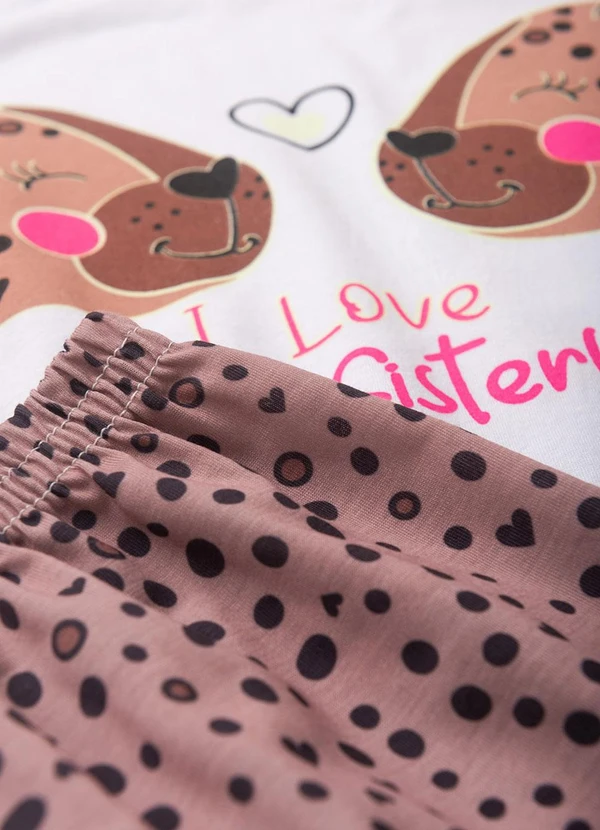 Atelie da Crianca - Pijama Feminino Verão I Love My Sister Branco 4