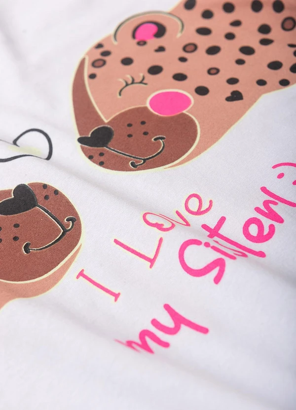 Atelie da Crianca - Pijama Feminino Verão I Love My Sister Branco 5
