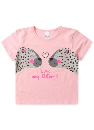 Atelie da Crianca - Pijama Feminino Verão I Love My Sister Rosa - ATELIE DA CRIANCA