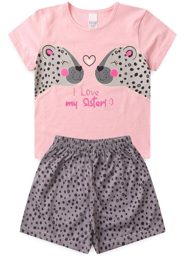 Atelie da Crianca - Pijama Feminino Verão I Love My Sister Rosa