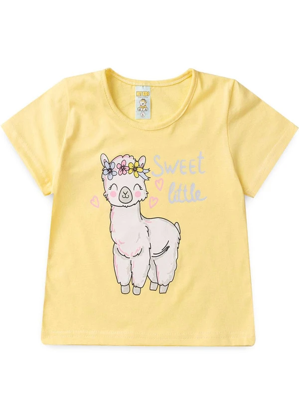 Atelie da Crianca - Pijama Feminino Verão Lhama Amarelo 2
