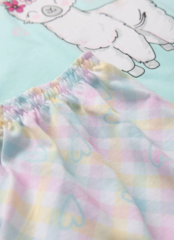 Atelie da Crianca - Pijama Feminino Verão Lhama Azul 4