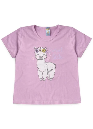 Atelie da Crianca - Pijama Feminino Verão Lhama Roxo - ATELIE DA CRIANCA