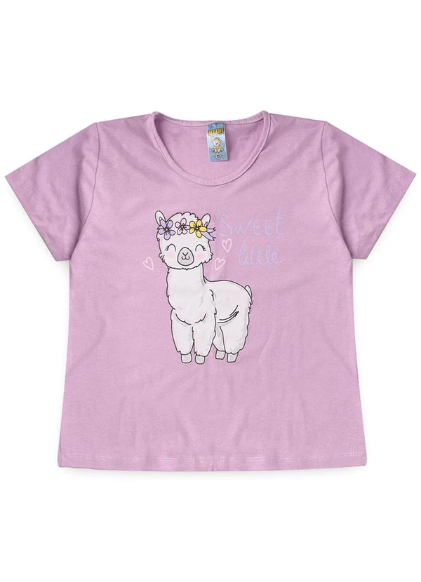 Atelie da Crianca - Pijama Feminino Verão Lhama Roxo 2