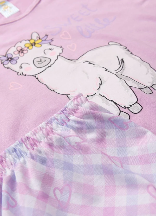 Atelie da Crianca - Pijama Feminino Verão Lhama Roxo 4