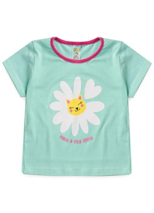 Atelie da Crianca - Pijama Feminino Verão Nice Daisy Azul - ATELIE DA CRIANCA