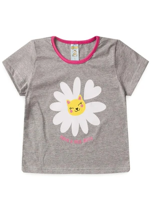 Atelie da Crianca - Pijama Feminino Verão Nice Daisy Cinza - ATELIE DA CRIANCA